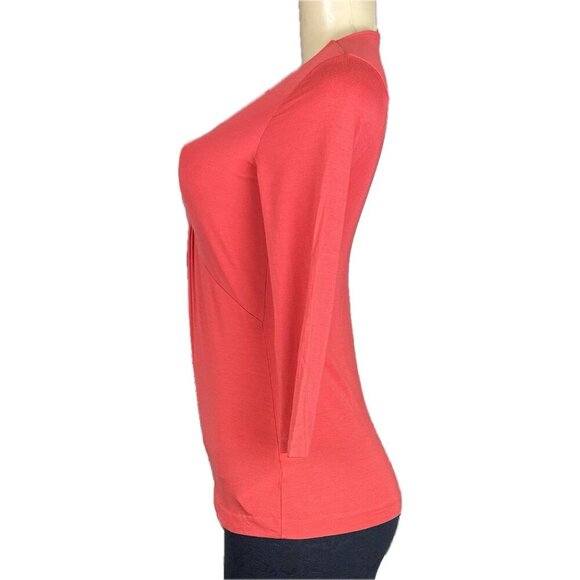 Banana Republic XS Orange V-Knotted Neckline Modal-Spandex Blend 3/4 Sleeve Top - Picture 3 of 5